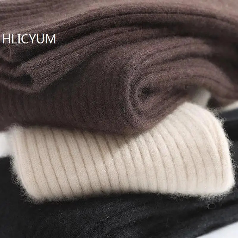 Cashmere Slim Leggings Women High Waist Casual Trousers Knitted Ribbed Thicken Solid Elasticity Thermal AnkleLength Leggins 251022