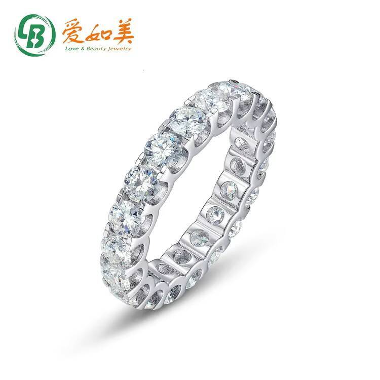 Best Selling Classics Design 4mm Moissanite Eternity Ring 925 Silver Jewelry Women Gift Party Sterling Stone Wedding Party