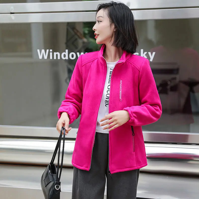 Autumn Winter Polar Fleece Warm Coat Women Sweatshirt Outdoor Sports Casual Zipper Cardigan Jacket Top Slim Teenagers Couple 251022