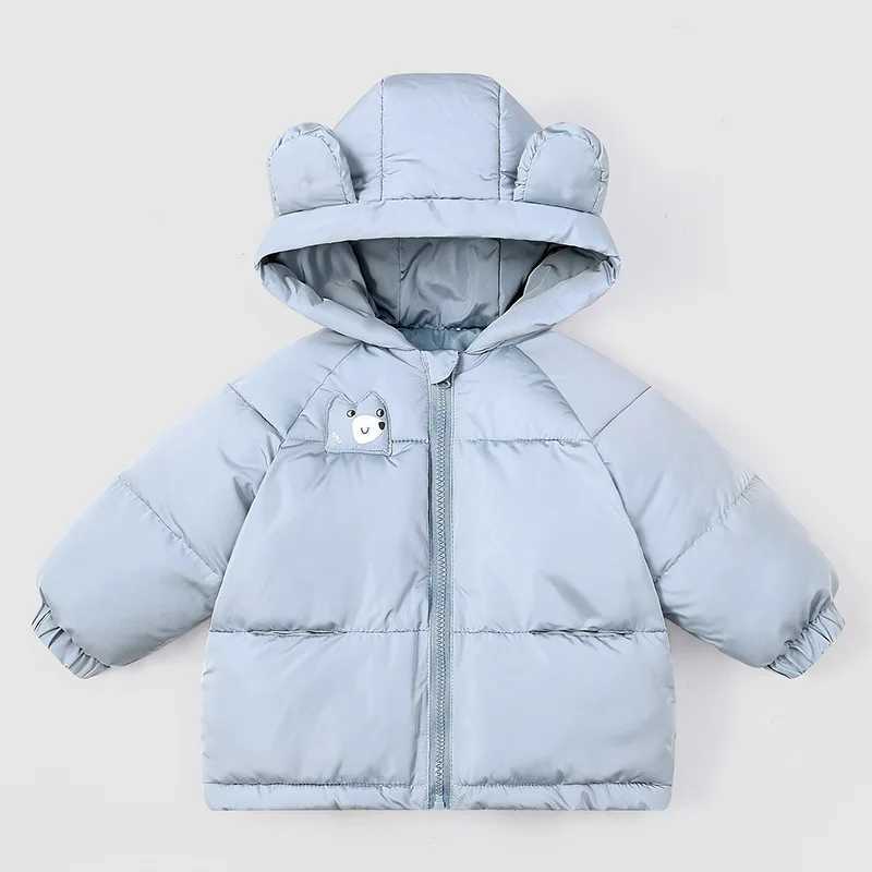 1 2 3 4 5 Years Girls Jacket Autumn Winter New Solid Color Cartoon Print Thick Warm Hooded Coats For Boys Cotton Down Outwear Y251023