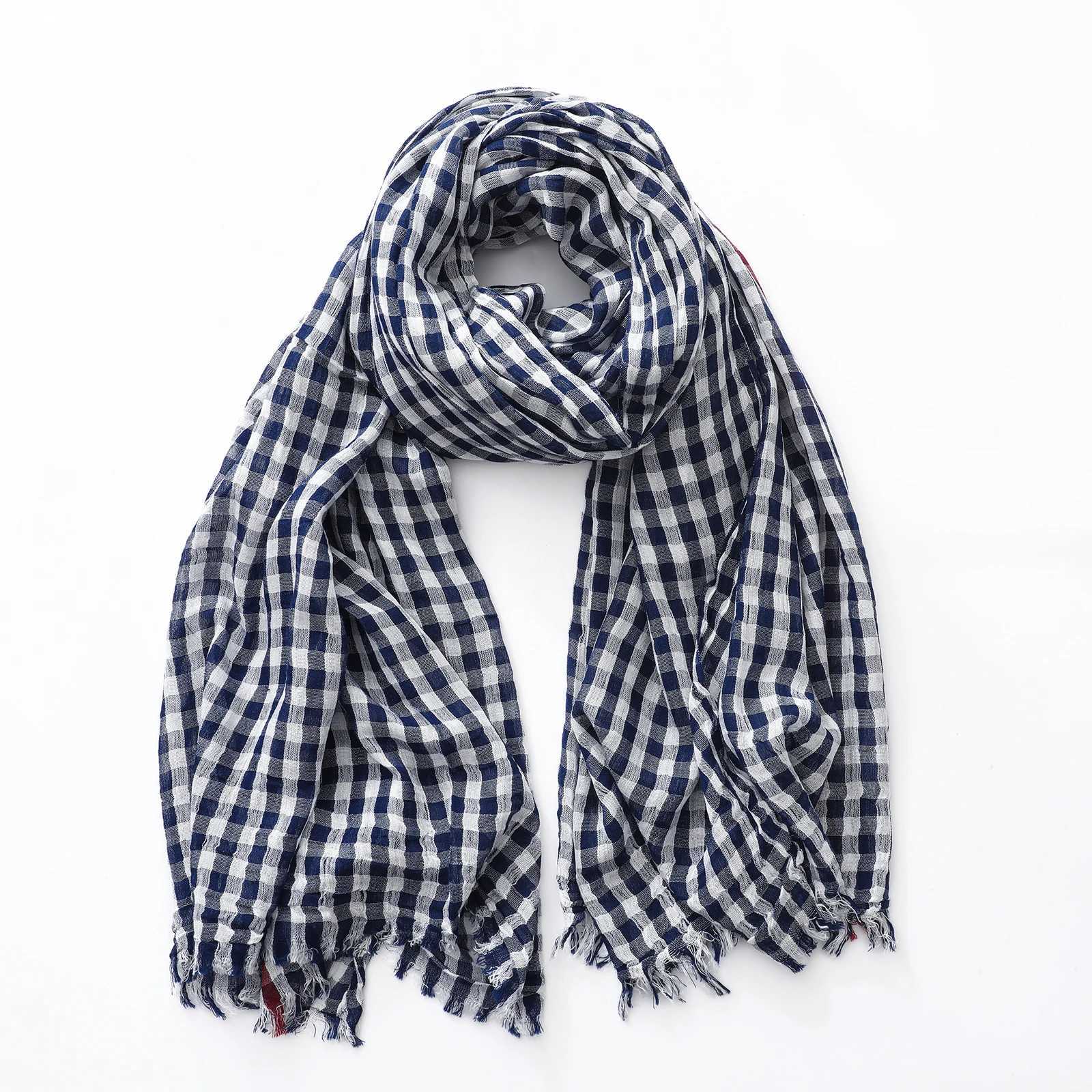 Cotton Linen Plaid Fashion Women Scarf Autumn Winter Warm Neckerchief Casual Male Accessories Tassel Bufandas Shawls J251113