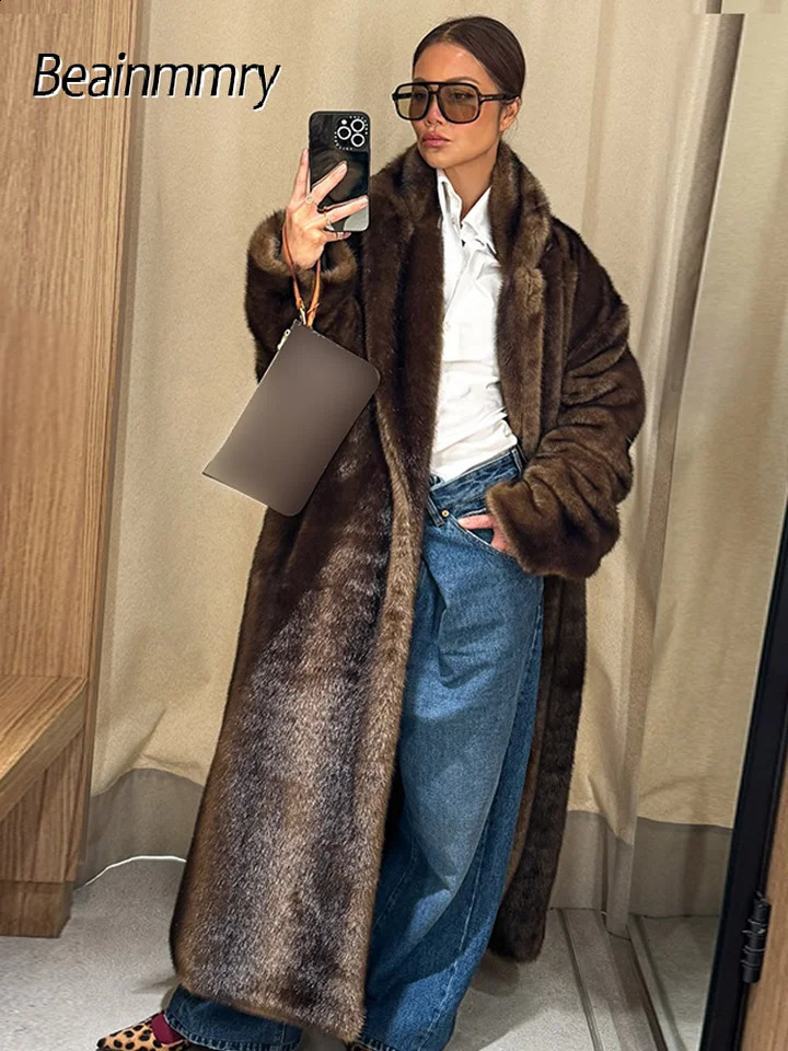 Winter Warm Thick Women Faux Fur Coats y Oversized Long Fleece Overcoat Female Elegant Street Outerwear 251021