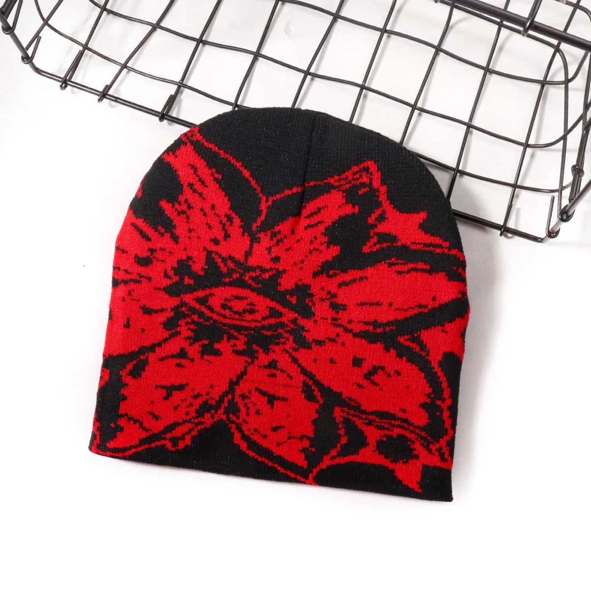 1PCS personalized trend large patterned jacquard knitted hat street outdoor sports skullcap unisex beanieXJ251023