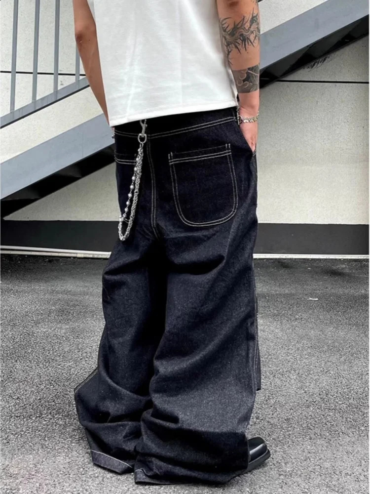2025 Cyber Y2K Streetwear Black Baggy Cargo Jeans Pants For Men Clothing Straight Cotton Hip Hop Long Trousers Pantalon Hombre 251018