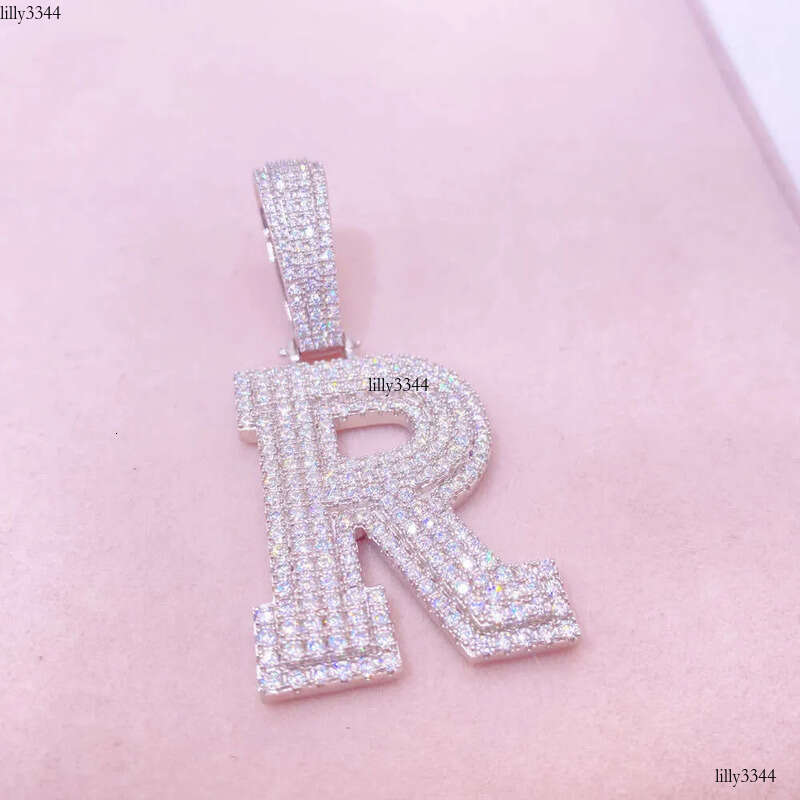 Vermeil Sterling Sier Necklace Hip Hop Fine Jewelry Iced Out VVS Moissanite Dia Initial Letters Pendant Necklaces Men