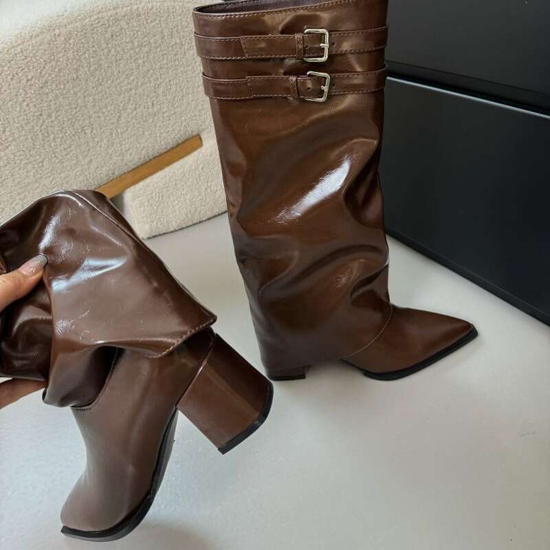 Niche Design Designer Shoe Chunky Pointed Toe Tube 2025 Autumn New Versatile High Heel Long Boots for Women Over the Knee
