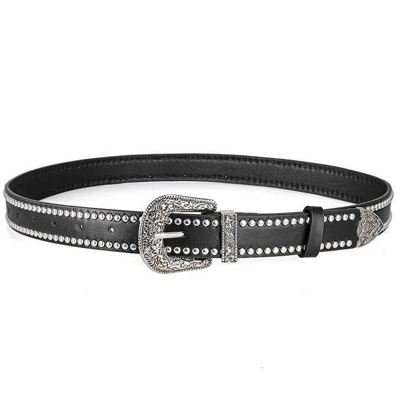 Mens and Womens Belt Fashion Rivet Punk Style Vintage Carved Buckle PU Leather BeltSubculture HipHop Y2k BeltFor Men WomenXJ251023