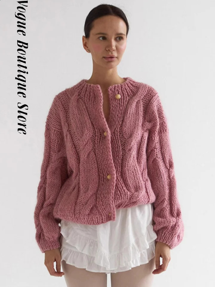 Casual Knitted Loose Cardigan Women Solid Long Sleeve Oneck SIngle Breasted Sweater Female Fashion Autumn Sweaters Lady 251022