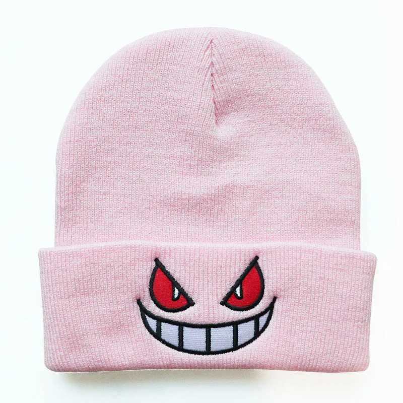 Cartoon Embroidered Beanies Popular American Anime Cartoon Embroidered Knitted Autumn Winter Warm Hat Wool Hat Gengar BeaniesXJ251023