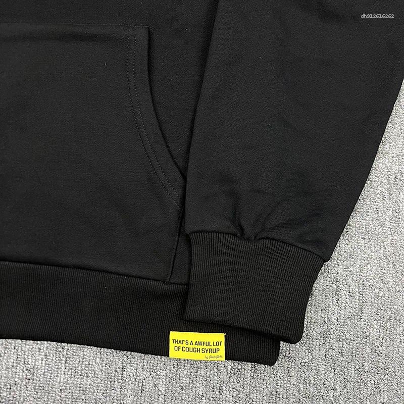 Men's Hoodies Men Women Casual White Letters Print That's A Awful Lot Of Cough Syrup Pullovers Cotton Loose Black Hoodie With Tag