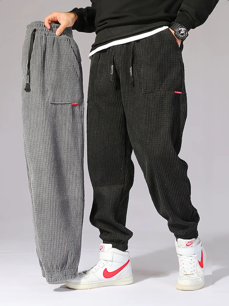 Baggy Corduroy Jogger Pants Men Tech Fleece Sweatpants Man Autumn Winter Casual Harem Male Sport Thermal Trousers 251023