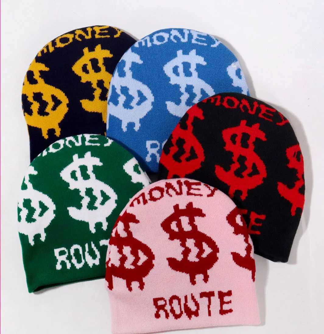 Knitting Cap 2025 Y2k Beanie Women Warm Hats For Men Fashion Dollar Embroidered Cap Soft Woolen Male Hip Hop Bobble Hat UnisexXJ251023