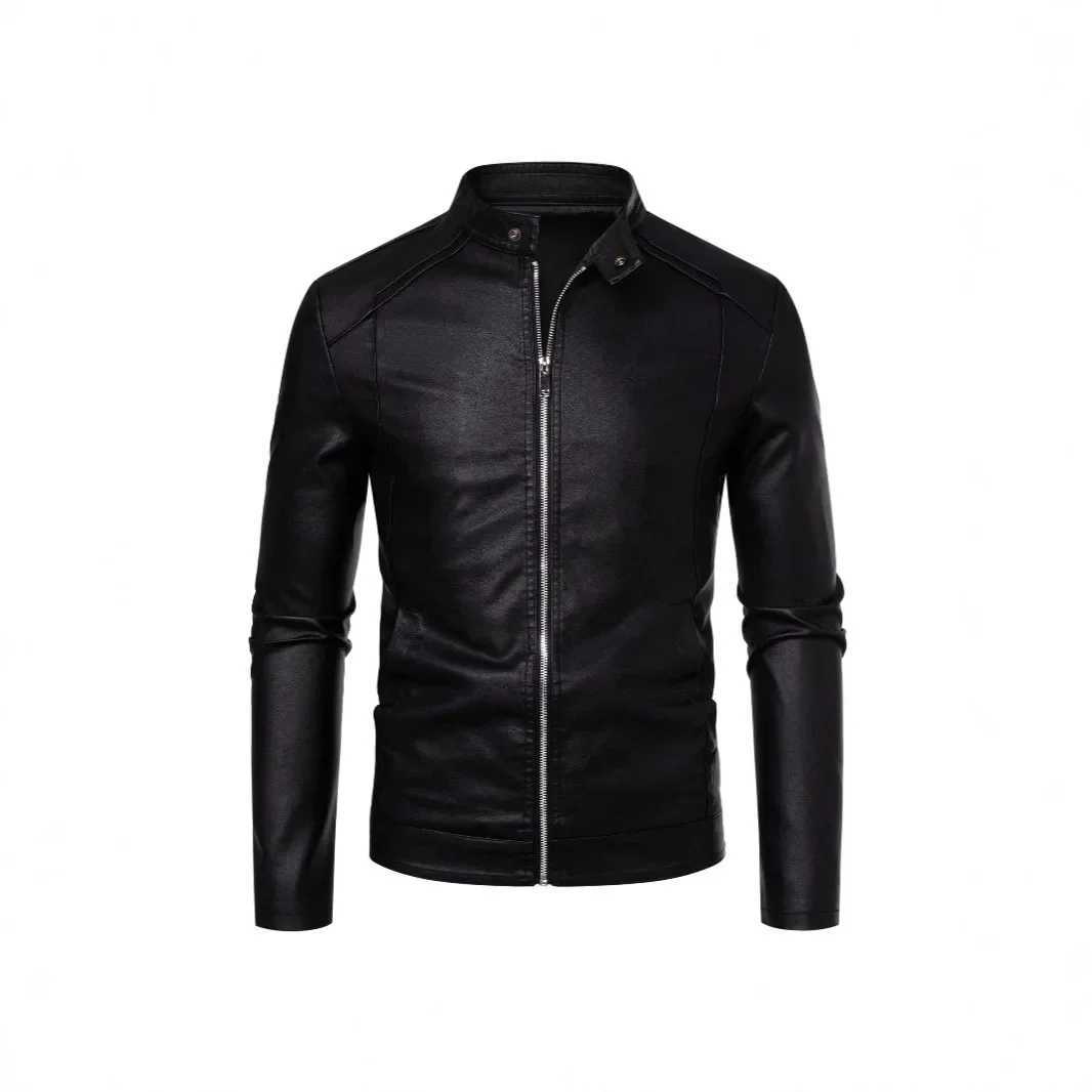 Mens Biker Leather Jacket Autumn Winter Thickened Fleece Lined Slim Fit Casual Versatile Large Size PU Leather Coat W251023