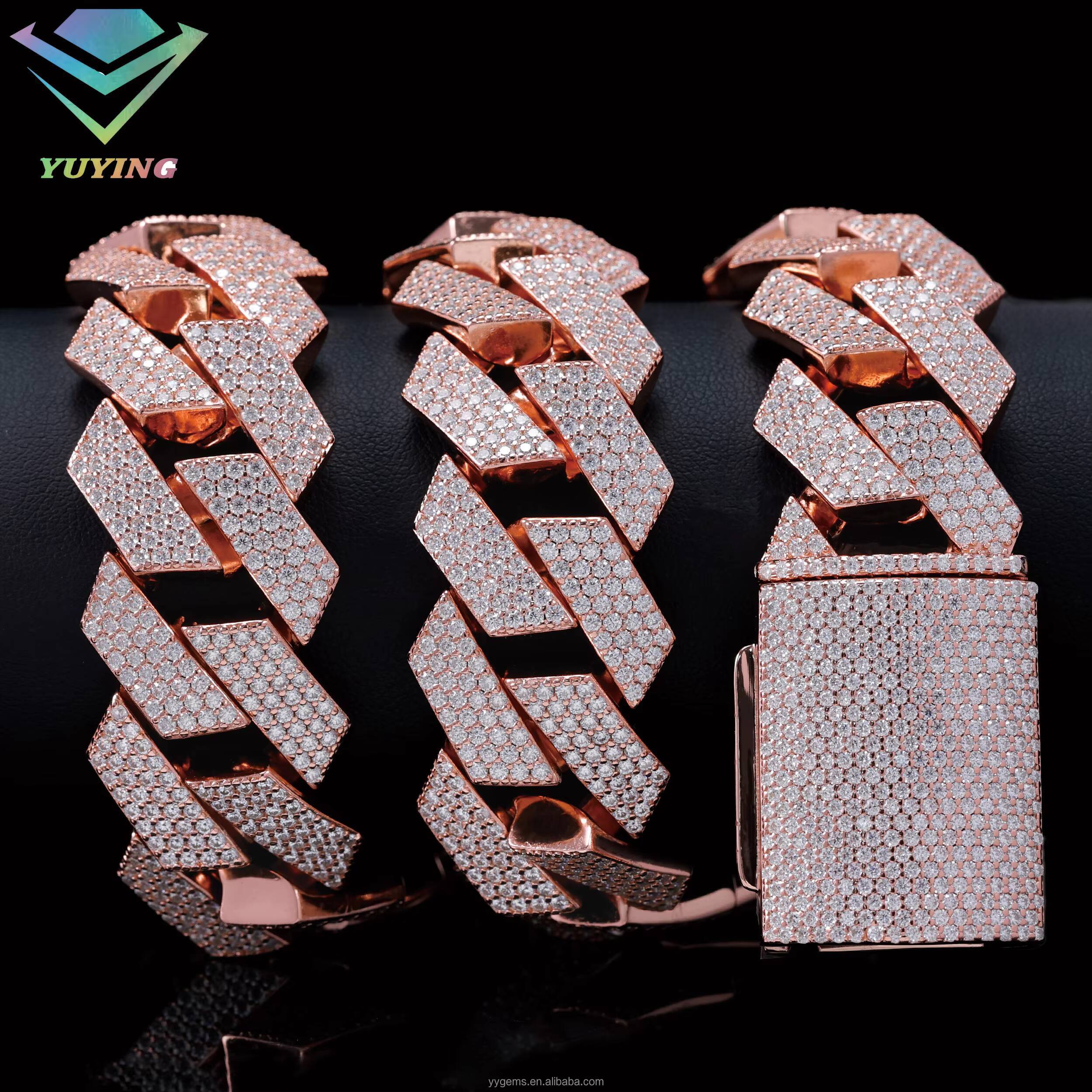 Big Size Luxury Design Heavy Silver Chain Fine Jewelry S925 Silver Chain Hip Hop Necklace VVS Moissanite Cuban Link Chain