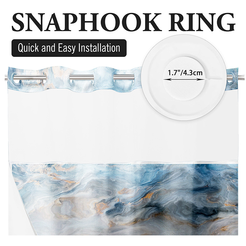 YL-37534 waterproof polyester digital printed marble pattern shower curtain bathroom double layer shower curtain