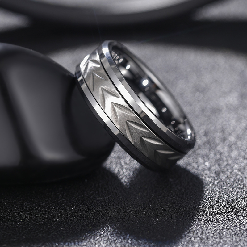 New Product 360Rotating Ring 8mm Width Mens silver Tungsten Steel