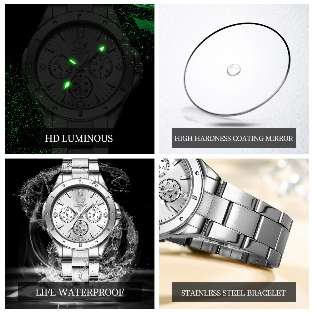 OPK luminous waterproof nail scale steel ladies quartz watch 6001 251021