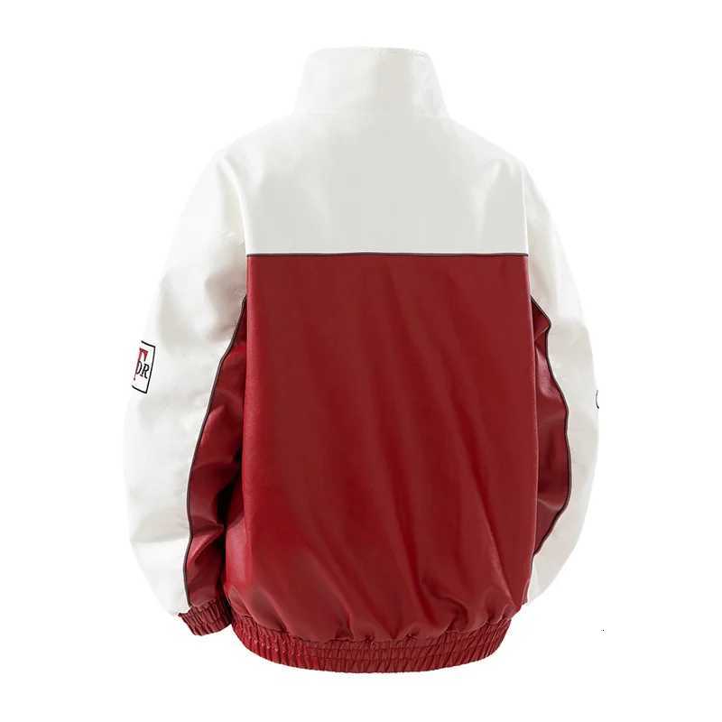 Outdoors Casual Men Tops New Loose Fashion Comfort Stand Collar Coat Spring Autumn Windproof Letter Retro Men Leather Jacket W251023