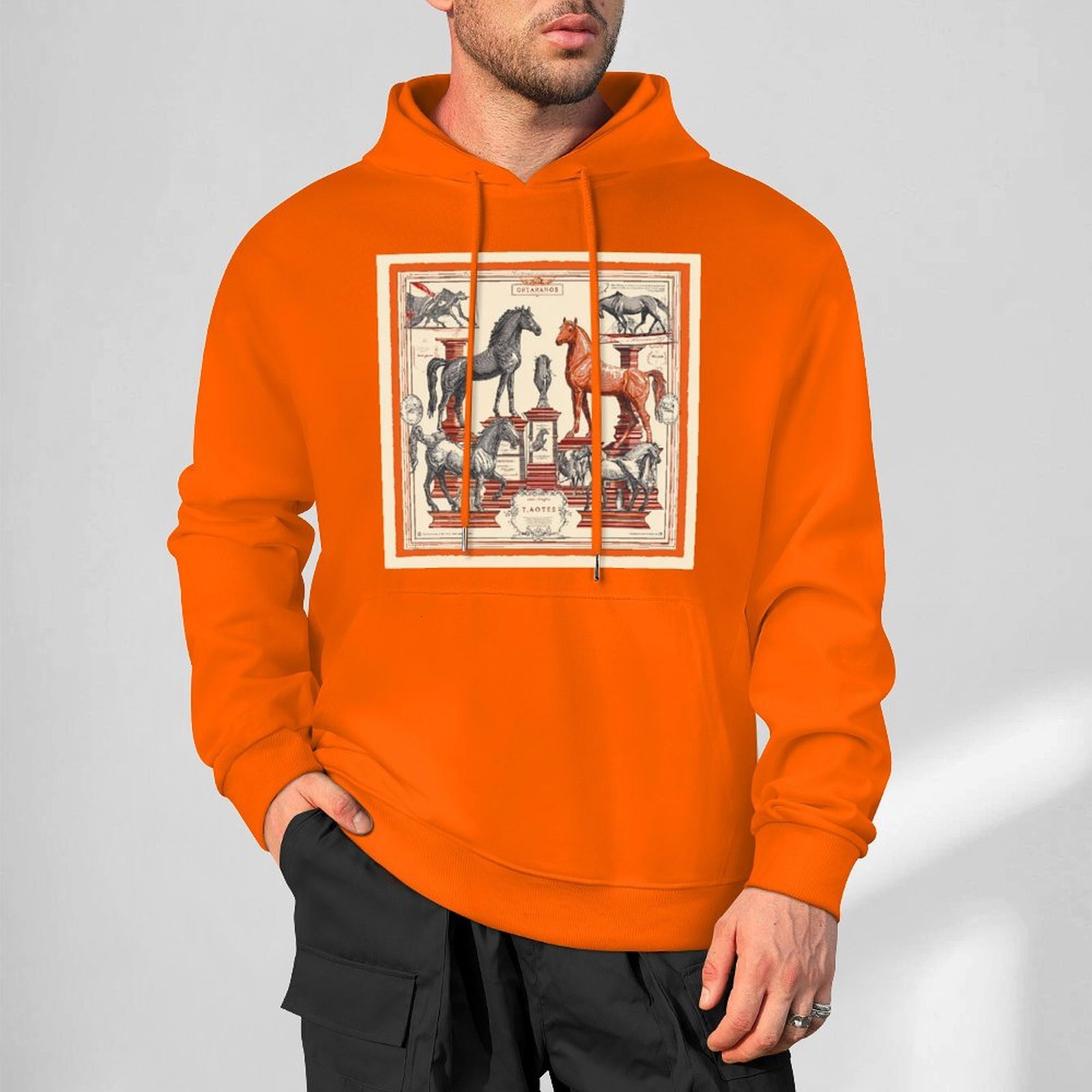 H Designer Fall Winter Hoodie Luxury Horse Print Design Unisex Long Sleeve Streetwear Hip Hop Oversized Fit Hoodie Men's Fashion Apparel H33