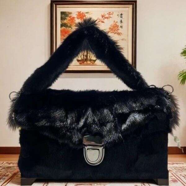 toteBag Shoulder bag ROSE NOIRE Real Fur Mink Women S Handbag Crossbody Versatile Stylish Bag