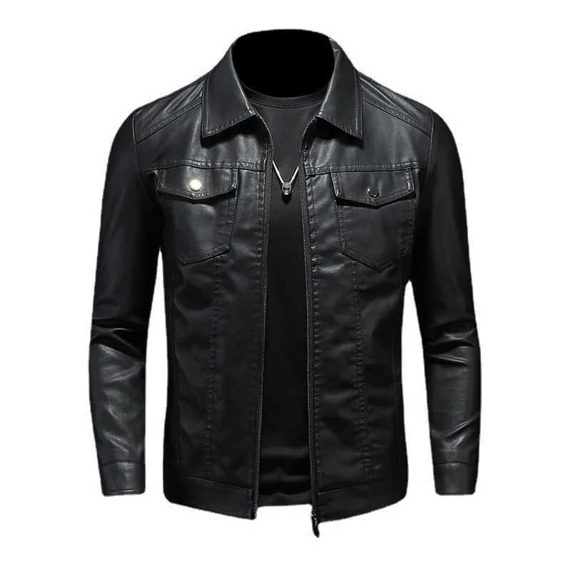 Men Slim Locomotive Leather Jackets Multiple Pockets Moto Biker Pu Leather Coats High Quality Male Spring Leather Jackets 5XL W251023