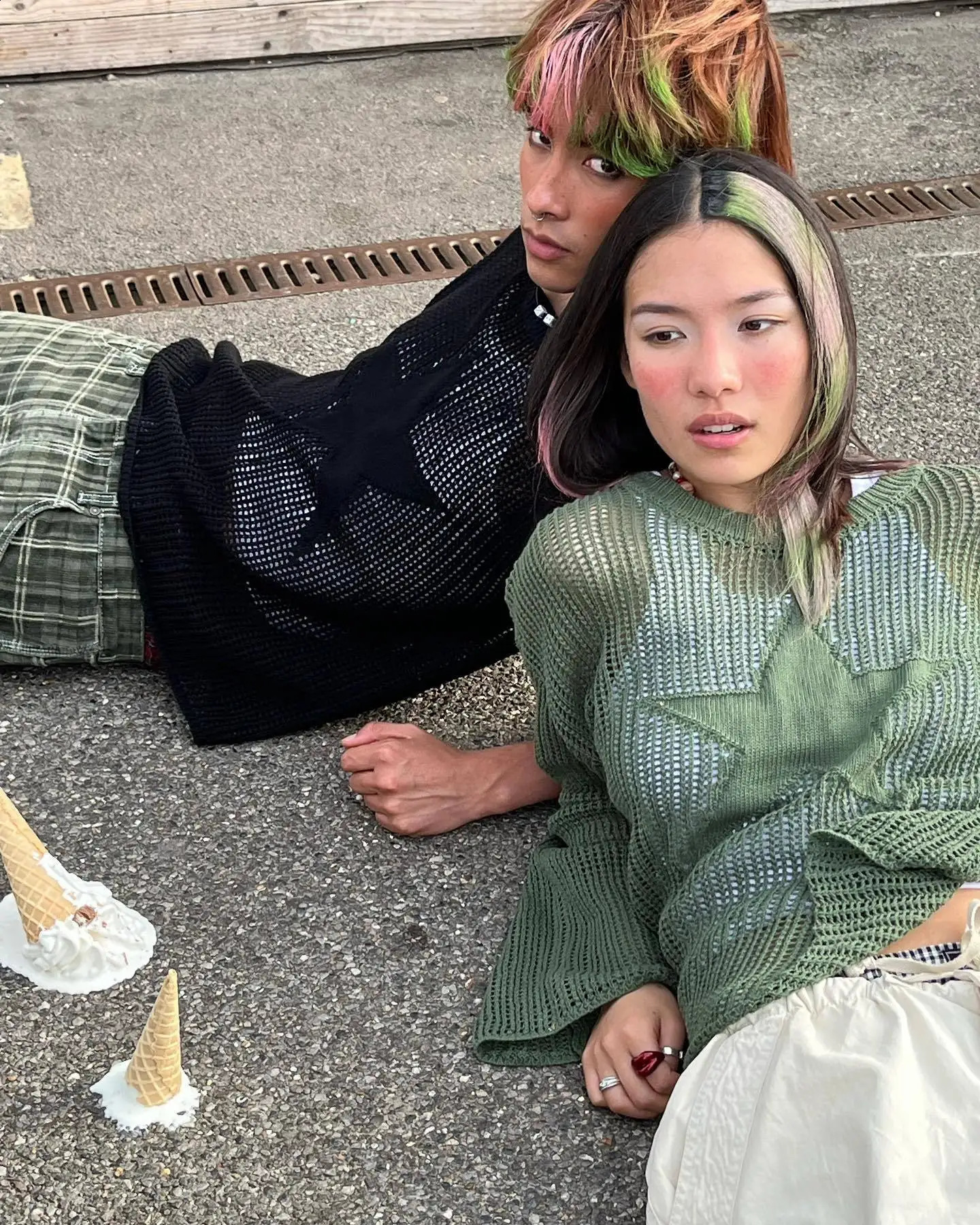 Autumn Vintage Women Sweater Hollow Out Sweater 2000s Pentagram Print Pullovers Harajuku Grunge Y2k Knitted Jumpers Smock Top 251023