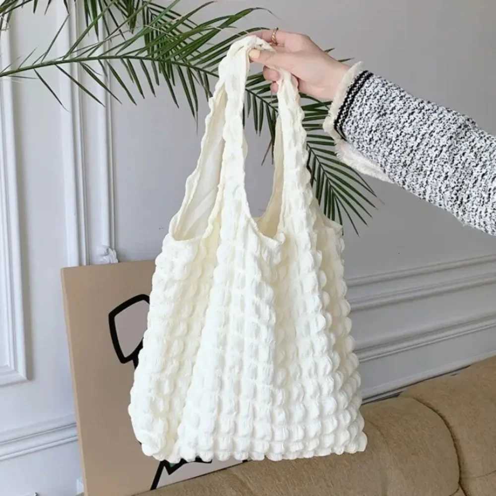 Summer Pleated Bubble Cloud Women Shoulder Bag Vintage Candy Color Large Capacity Shopping Tote BagL251023