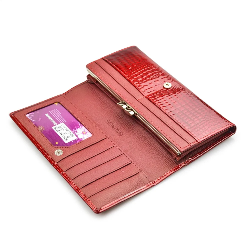 HH Alligator Womens Wallets Genuine Leather Ladies Clutch Coin Purses Hasp Patent Female Long Wallet251023