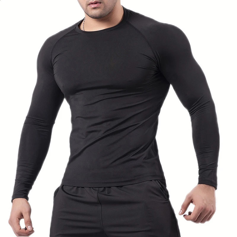 Spine Print Long Sleeve Compression Shirt for Men Athletic Quick Dry Tshirts Gym Workout Running Tees Tops Baselayer Undershirt 251023