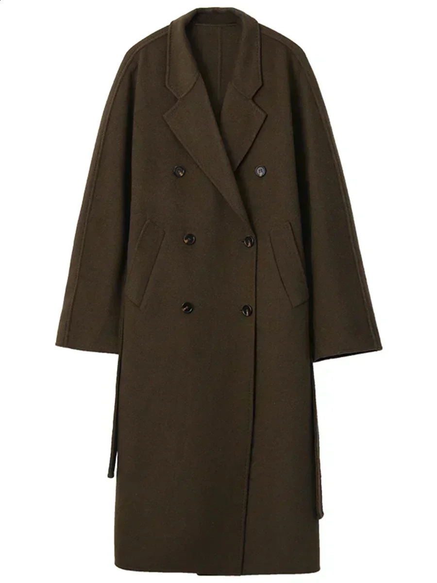 CHIC VEN Women Long Doublesided Woolen Coats Retro Loose Female Overcoat Double Breasted Ladies Windbreak Autumn Winter 251021