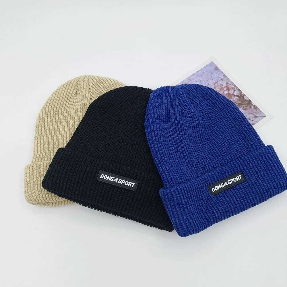Fashion Solid Color Mens Winter Knit Hats Soft High Elasticity Letter Label Beanies Cap Ear Protection Outdoor Riding WoolenXJ251023