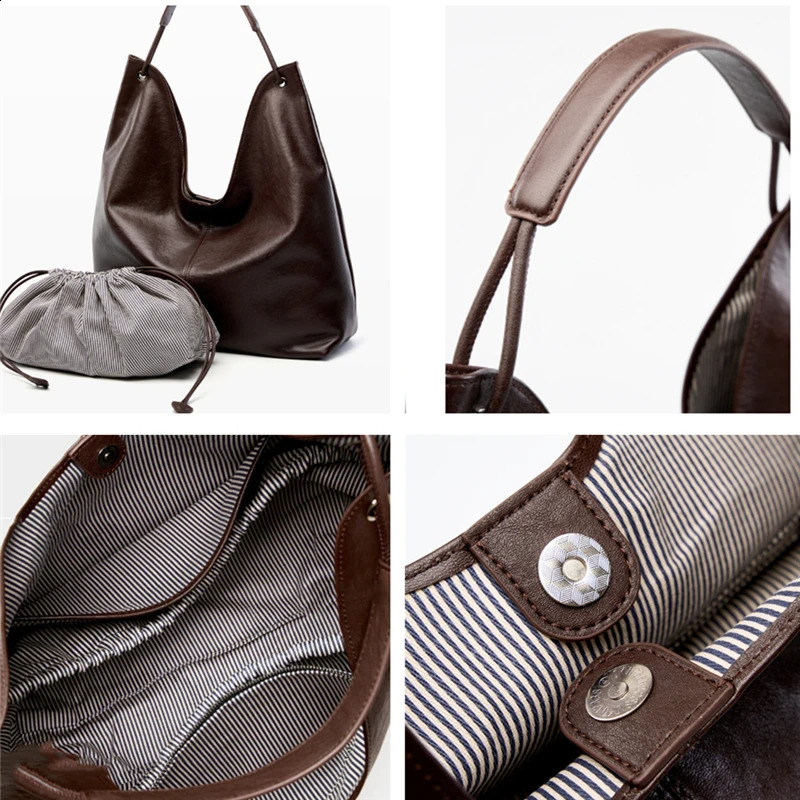 Burminsa Cowhide Genuine Leather Large Hobo Shoulder Bags For Women y ner Shopping Tote Big Work Ladies Handbags 251014