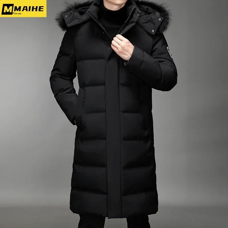 Mens Thickened Down Jacket 30 Winter Warm Coat Men Fashion Long White Duck Hooded Parkas Plus Size 5XL 251023