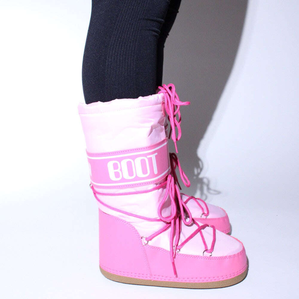 Women's Fashion Thick Ski Mid Calf Boots, Snow Boots Winter