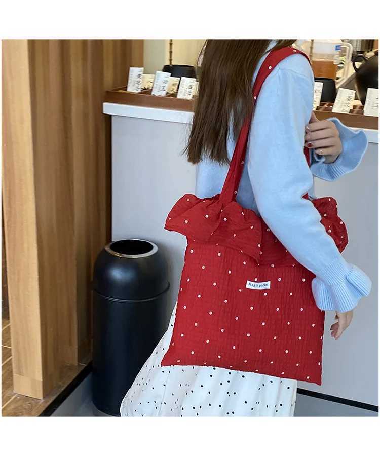 Allmatch Wave Point Chiffon Shoulder Bag Large Capacity Fairy Mesh Handbag Commuting Bag Korean Style Tote Bag WomenL251023