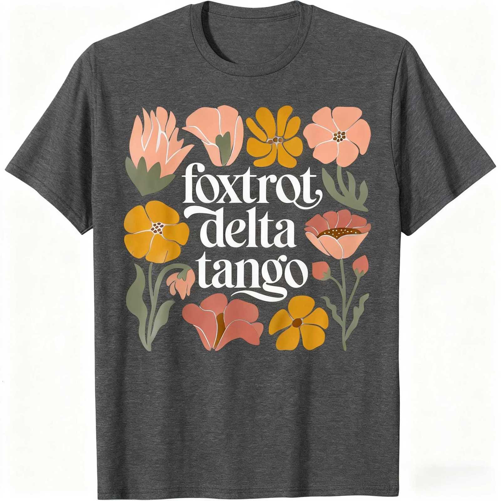 Foxtrots Deltas Tangos Boho Floral Pattern Cotton Tshirts White Shortsleeved Print Comfortable Fabric Boho Chic Style UnisexXJ251023