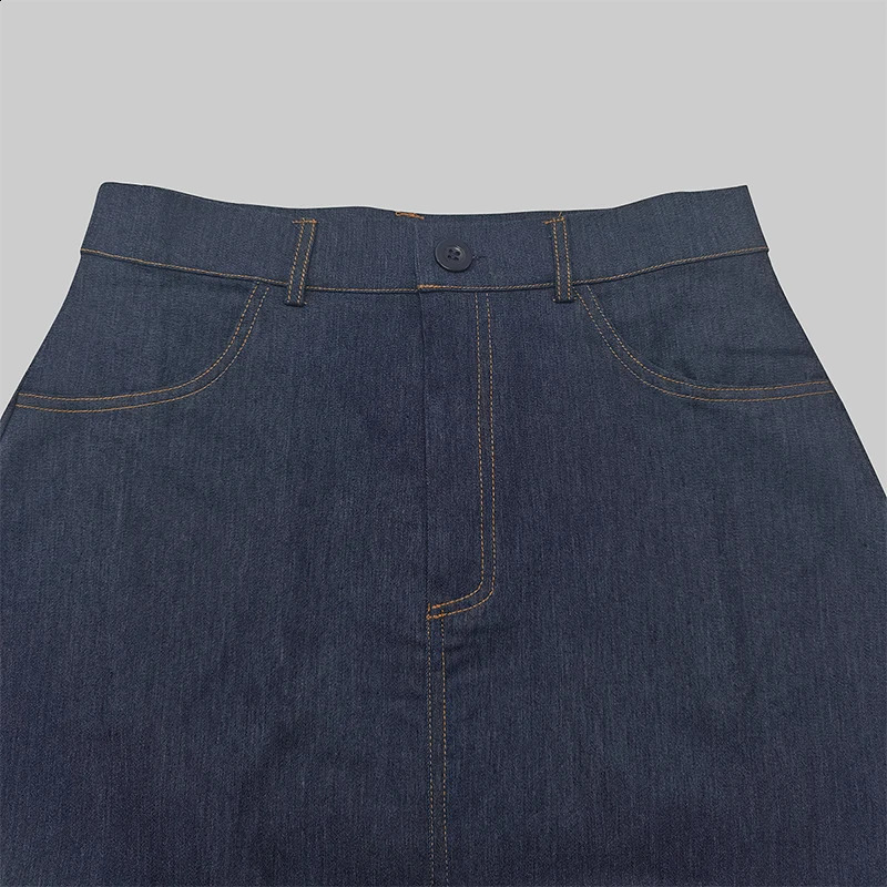 Fashion Denim HLine High Waist Skirts Spring Summer Loose Solid Color Pockets Maxi Skirt For Women 251017