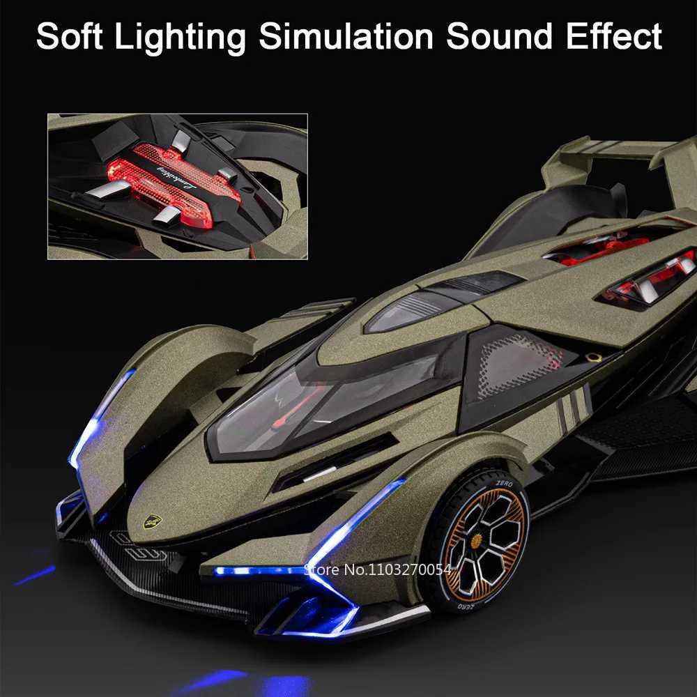 124 Lambor V12 SVJ63 Miniature Model Toys Diecast Alloy Car Sound Light Pull Back Doors Opened Sportscar Christmas Gift for KidT251023