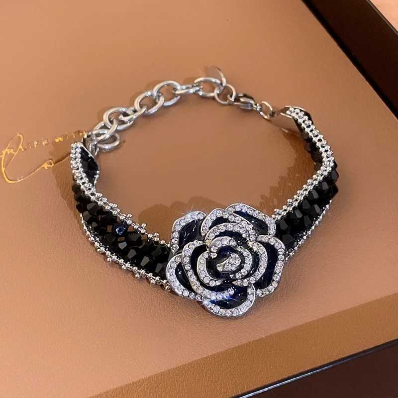 Fashion lia wer Bracelet for Wen Black Crystal Chain Bracelets Weddings Party Bangles 2024 New In Charms Jewelry Sets Y251023