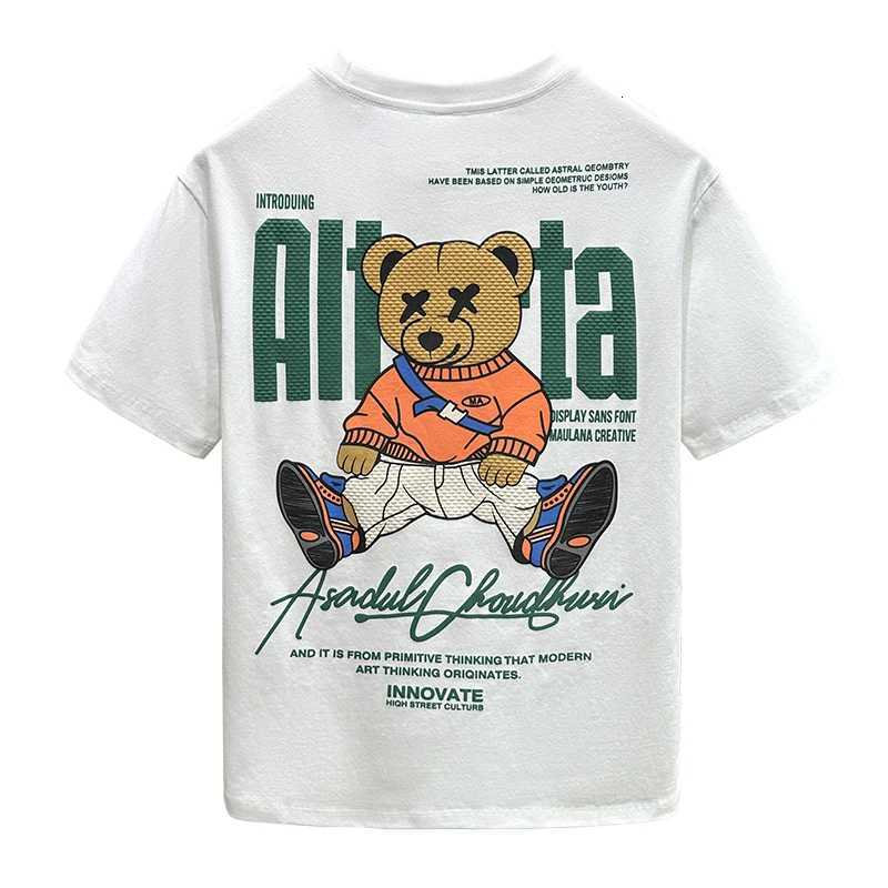 Shortsleeved mens tide loose printing white bear thin Tshirt shirt summer comfortable breathable fiveminute sleeve sweatshirXJ251023