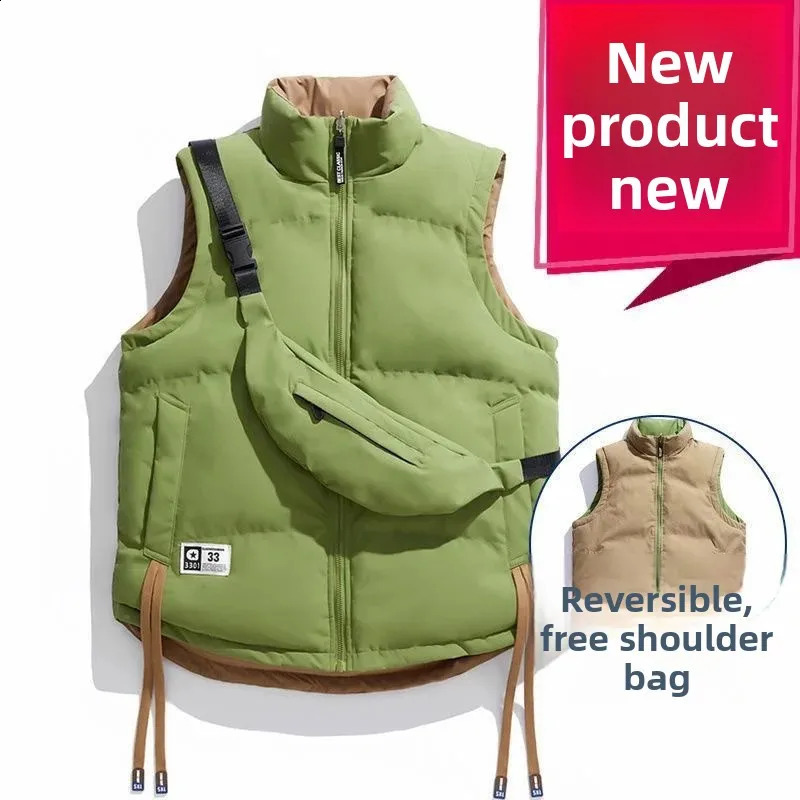 American Style Thickened DoubleSided Cotton Vest Unisex Autumn Winter Warm Shoulder Pad Sleeveless Jacket Male Outerwear 251023