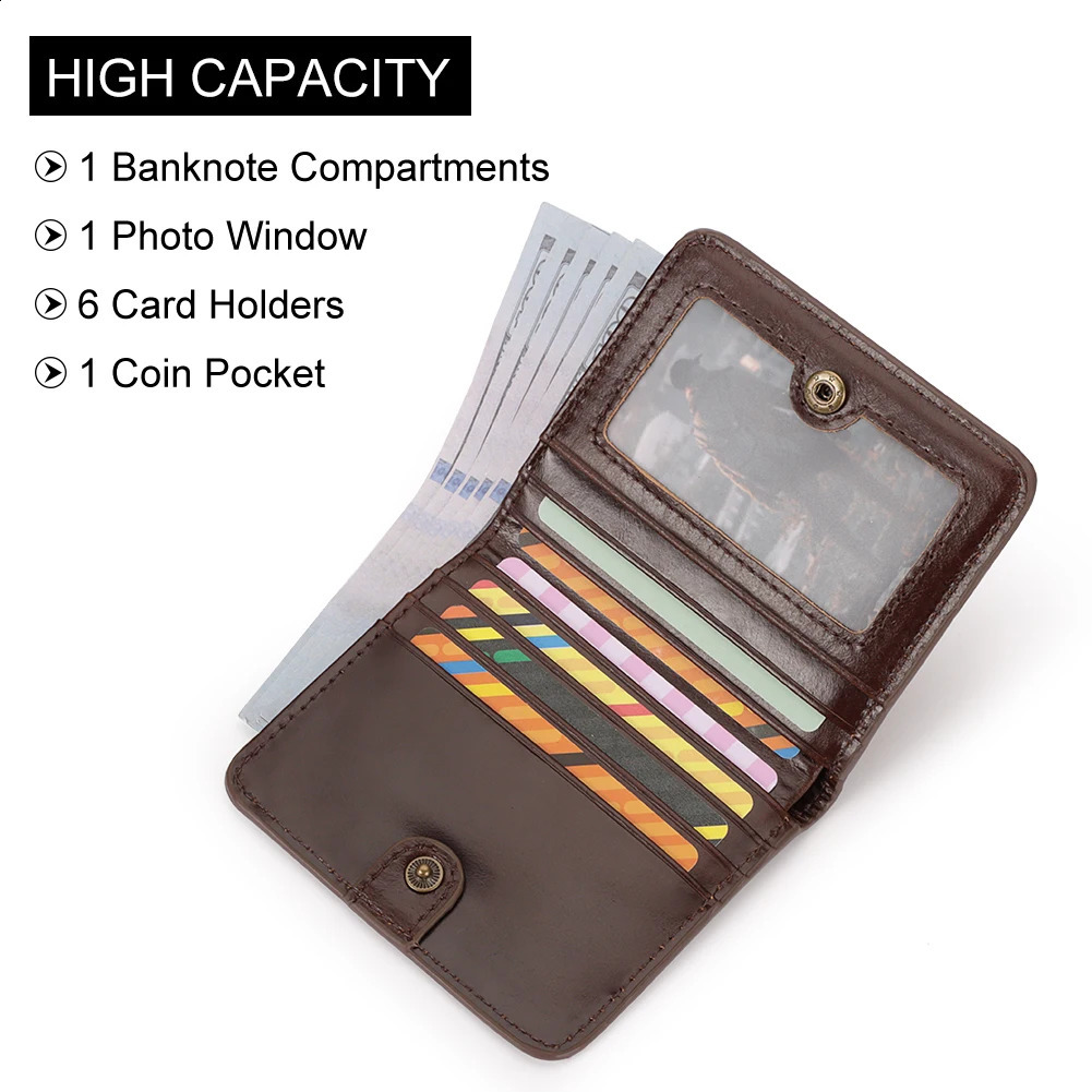 100 Genuine Leather Mens Wallet RFID Blocking Bifold Wallets with RFID Card Slots Thin Male Zipper Coin Purse Money Clip251023