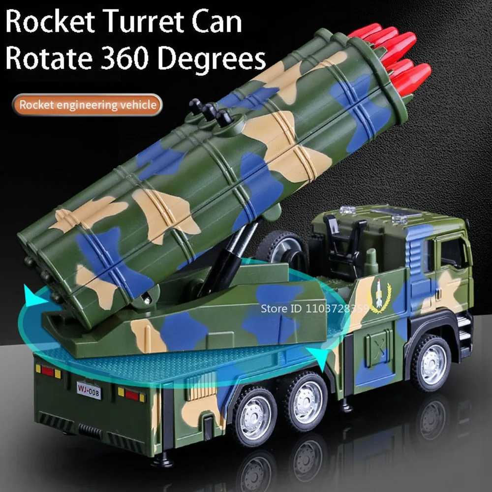 132 Alloy Missile Vehicle Model Toys Metal Diecast Rocket Launcher Cars Sound Light Pull Back Military Vehicles for Boys GiftsT251023