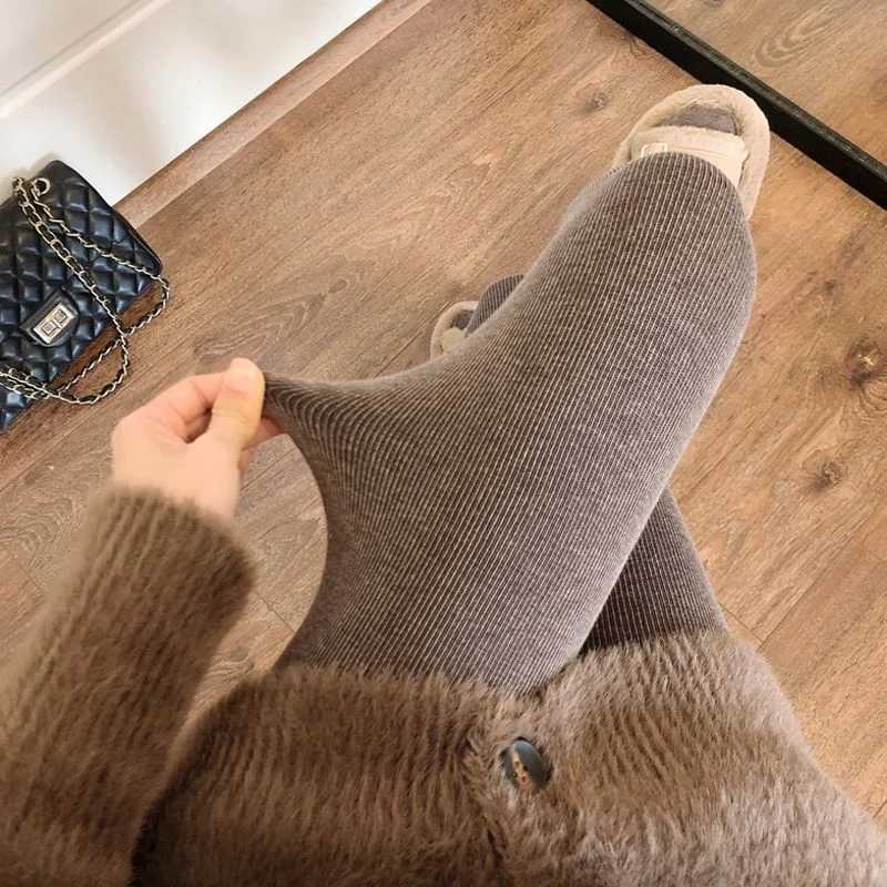 Velvet Thickened Milk Brown Pantyhose Warm Gray Foot Socks Brown Leggings for Women Autumn WinterT251023