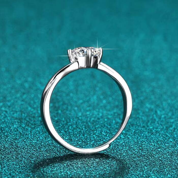 VVS1 1Ct Mossanite 925 Sterling Silver Jewelry Factory Direct Sales Custom Adjustable Dainty Eternity Lab Grown Promise Rings