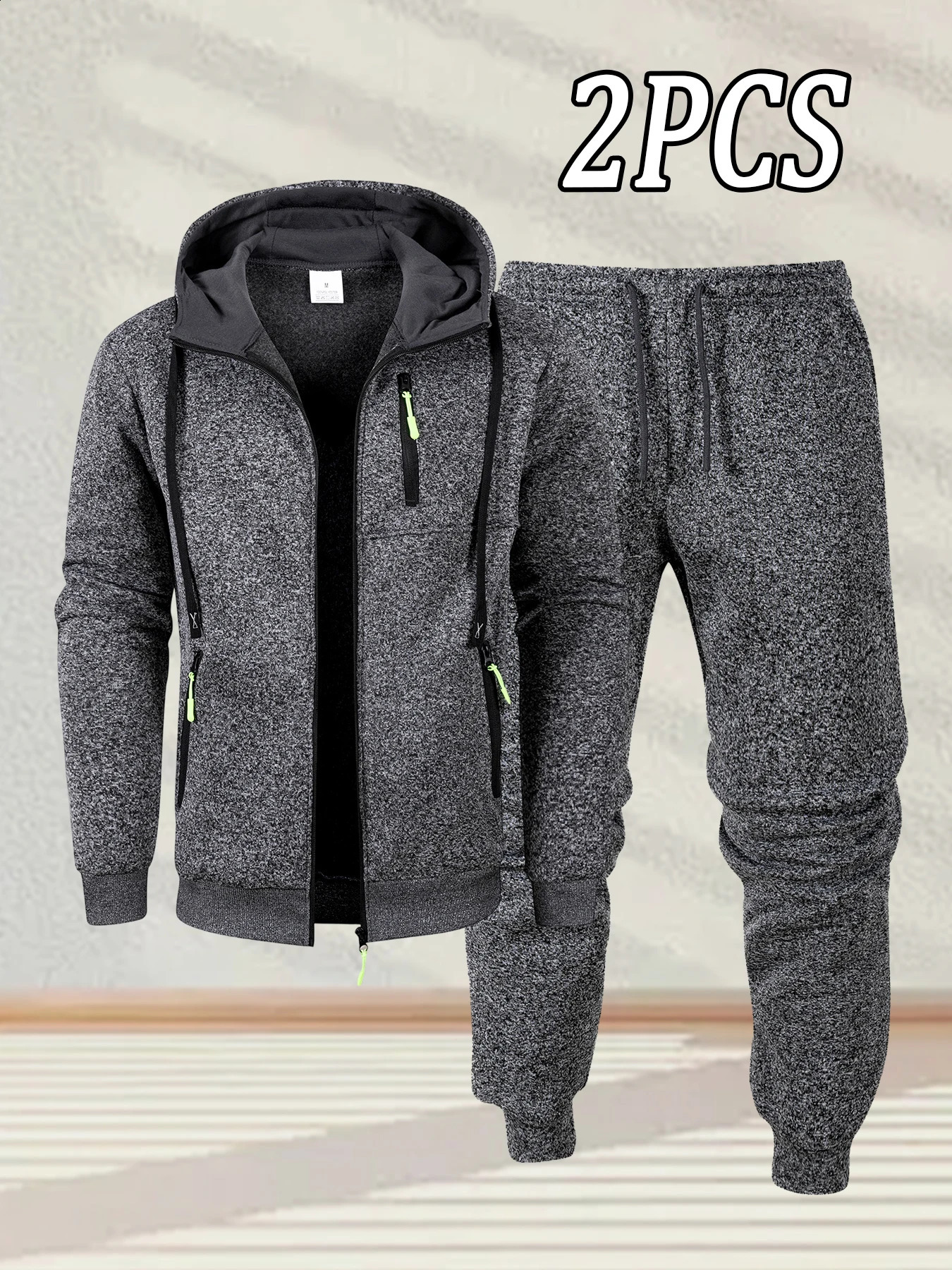 Mens Casual Sportswear Autumn Solid Color Daily Sweatshirts Sweatpants Jogging Tracksuit Zipper Hooded Jacket and Pants Set 251021