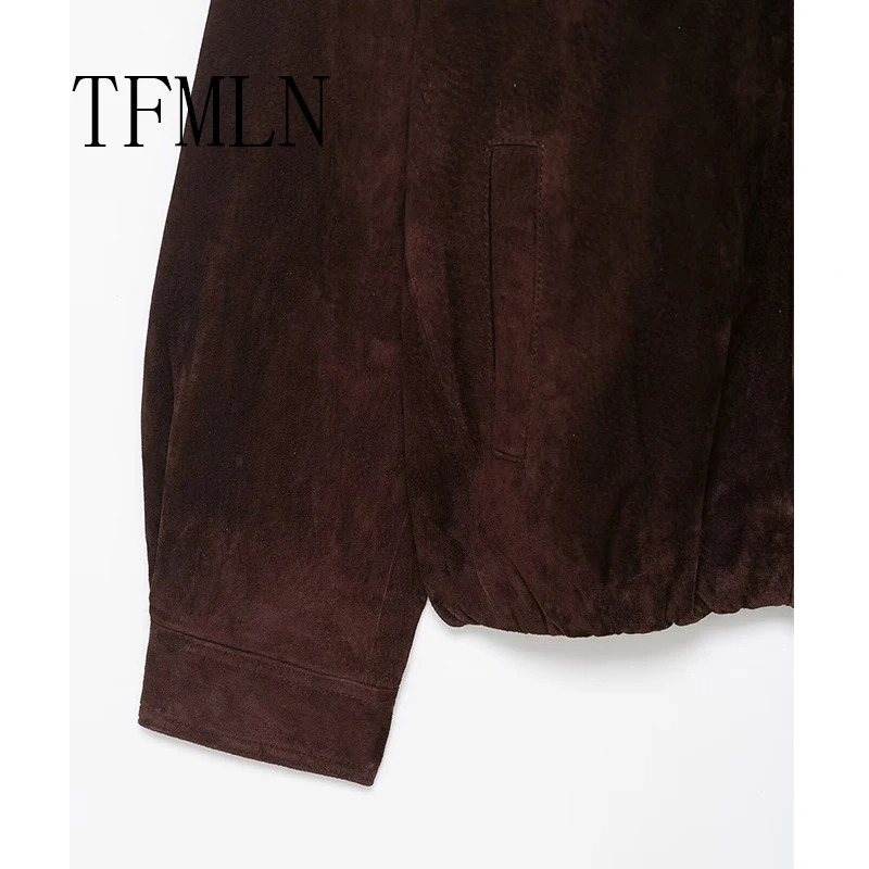 TFMLN Autumn Winter Womens Loose Jacket Female Long Sleeve Cropped Zipper Jackets Fashion Warm Coats Casual Outerwear 251020