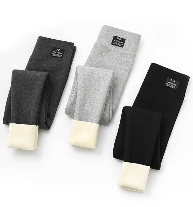 2024 Winter Women Pants Thermal Fleece Thicken Leggings High Waist Ribbed Leggings Women Solid Comfortable Warm Stretchy LegginsT251023