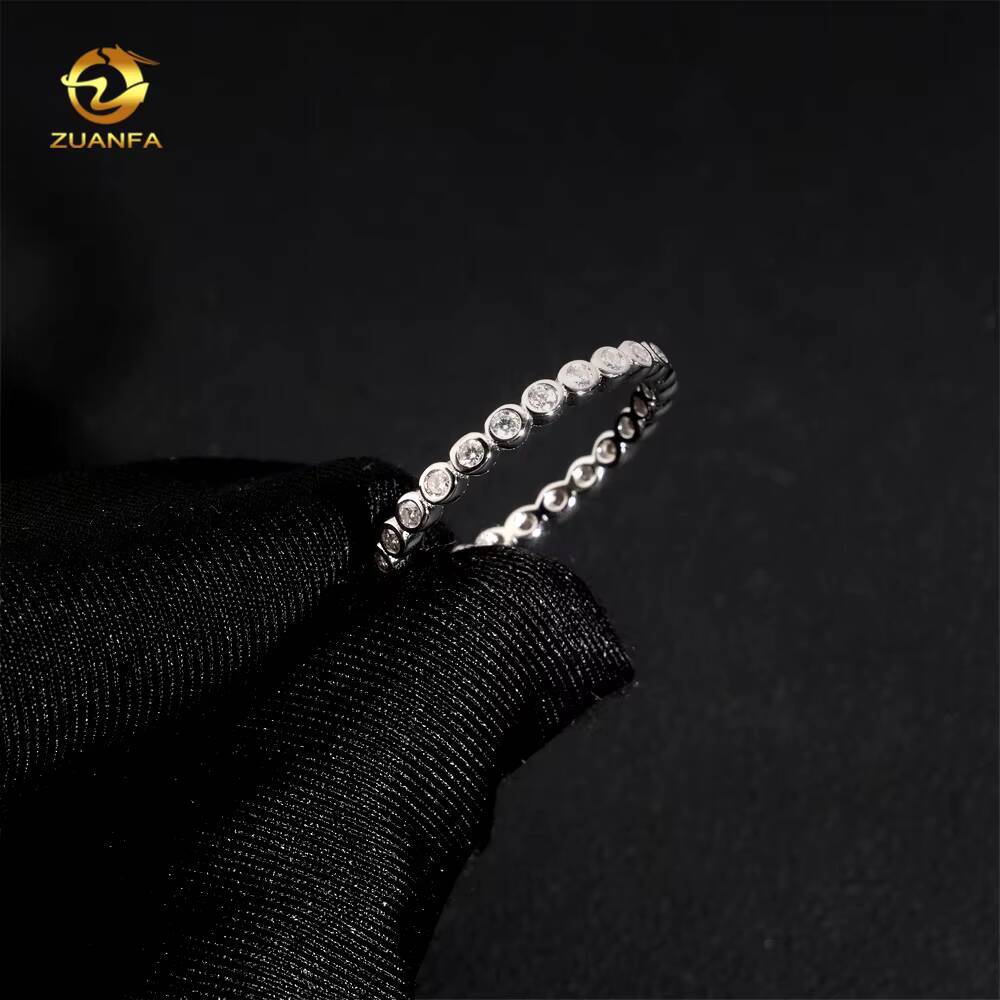 Bezel Set Eternity Ring Pass Diamond Tester Real Moissanite Ring 17mm Band RingCustom Moissanite Rings