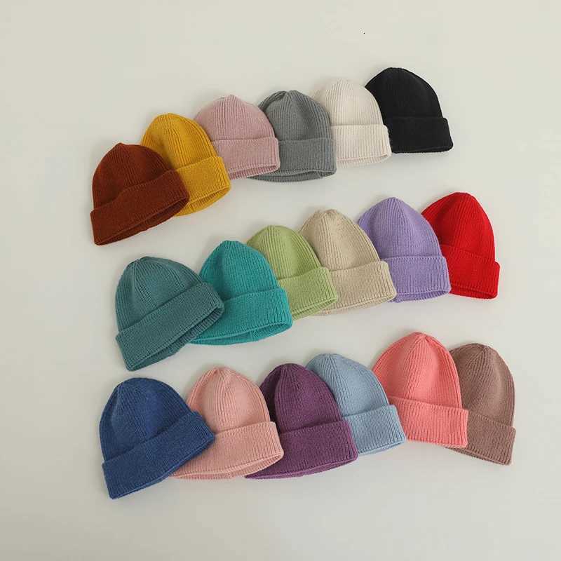 Candy Color Kids Hat For Girls Boys Autumn Winter Baby Beanie Kids Elastic Warm Knitted Children Hats Solid Color Baby HatW251023